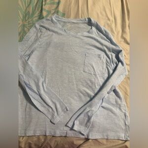 American Eagle Outfitters Pale Blue Long-Sleeve Pocket Tee